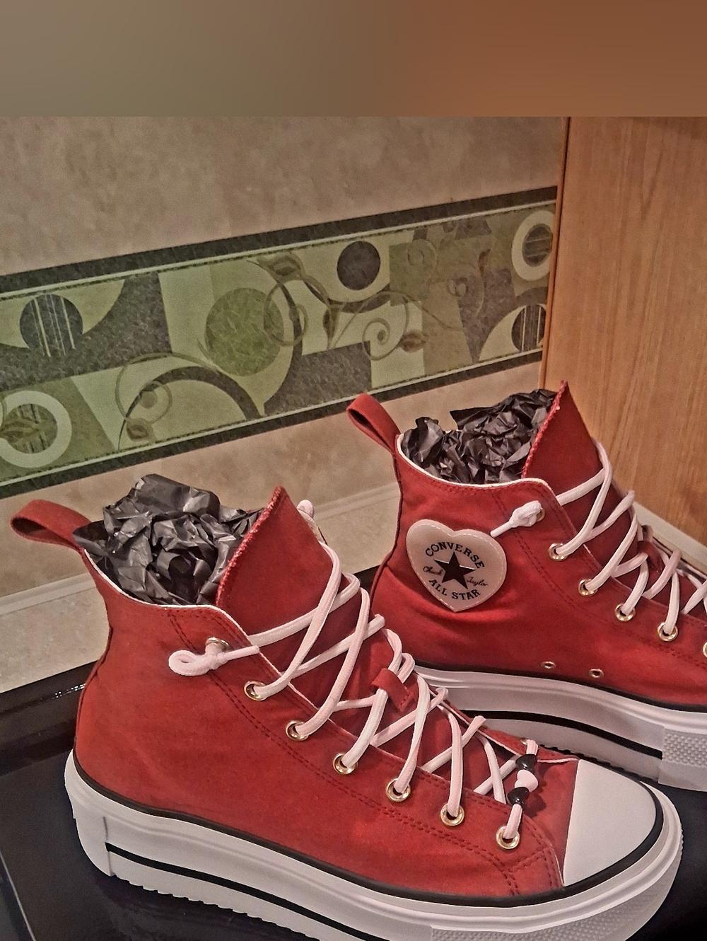 Converse Chuck Taylor All Star Move Platform Hi - Terracotta Pink Heart Edition - Picture 6 of 9